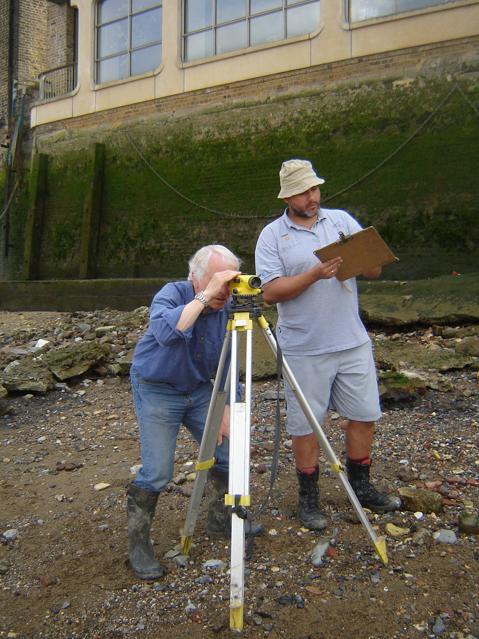 Surveying a site on the River Thames at Rotherhithe